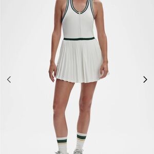Varley White Tennis Dress with Green Trim